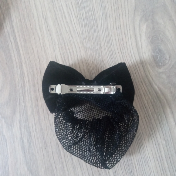 [2 FOR 1]Black Velvet Hair Bow Mesh Bun - Picture 2 of 3